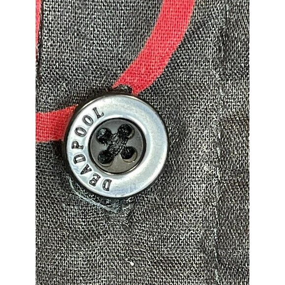 MARVEL DEADPOOL Men's Black Red All Over Print Short Sleeve Button Shirt Sz M - Picture 5 of 8